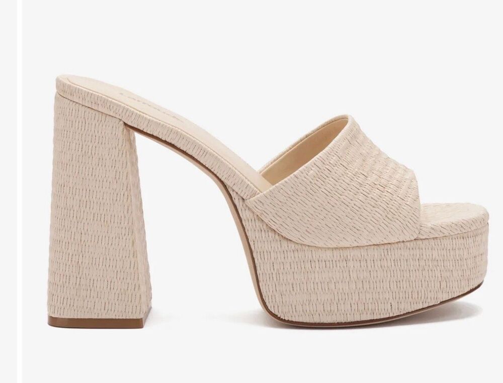 Larroudé Dolly Mule In Natural Raffia NWB Size 11